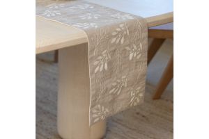 Olive branches embroidered table runner