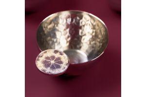 Hammered Metal Bowl with Embroidered