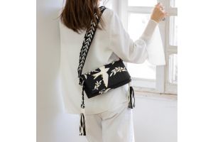 Black Hand-Embroidered Shoulder Bag - ZD Suzani X JRD