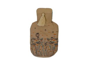 Embroidered Rubber Water Bag-Beige